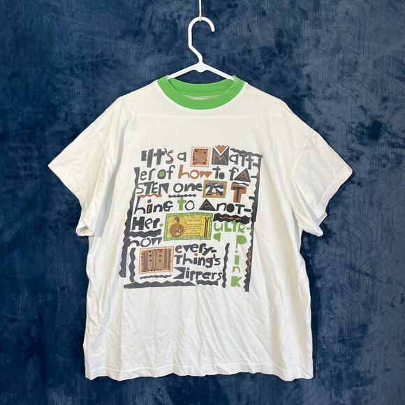 Vintage 80s Ultra Pink White green Unique Embroidered Design Baggy Woman Size 11 - Picture 1 of 8